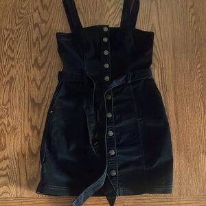 Abercrombie and Fitch corduroy number mini dress black belted pockets black XSP